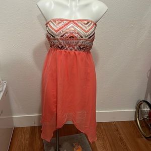 Vanity Sequined Zig Zag Strapless Dress Sz M